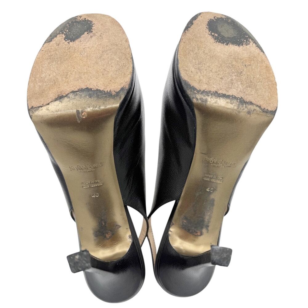 Saint Laurent YSL Tribtoo Leather Platform Pumps Black Heels Size 40 US 10 - Picture 12 of 16